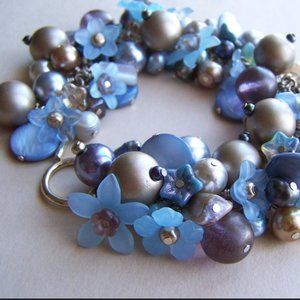 OOAK Kriaytions Champagne Blue Bracelet NEW